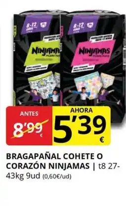 Supermercados MAS NINJAMAS Bragapañal cohete o corazón oferta