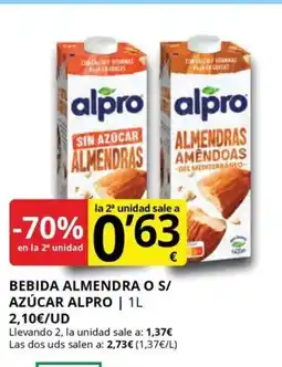 Supermercados MAS ALPRO Bebida almendra o s/ azúcar oferta