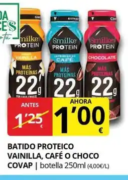 Supermercados MAS COVAP Batido proteico vainilla, café o choco oferta