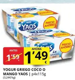 Supermercados MAS YAOS Yogur griego coco o mango oferta