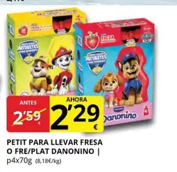 Supermercados MAS DANONINO Petit para llevar fresa o fre/plat oferta