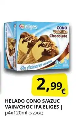 Supermercados MAS IFA ELIGES Helado cono s/azuc vain/choc oferta