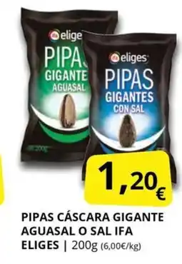 Supermercados MAS IFA ELIGES Pipas cáscara gigante aguasal o sal oferta