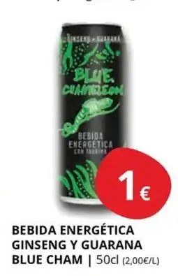 Supermercados MAS BLUE CHAM Bebida energética ginseng y guarana oferta