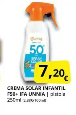 Supermercados MAS IFA UNNIA Crema solar infantil f50+ oferta