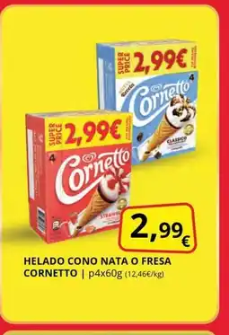 Supermercados MAS CORNETTI Helado cono nata o fresa oferta