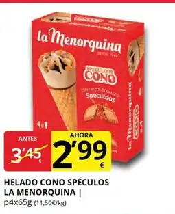 Supermercados MAS LA MENORQUINA Helado cono spéculos oferta