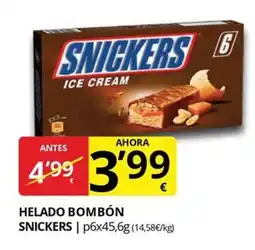 Supermercados MAS SNICKERS Helado bombón oferta