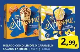 Supermercados MAS EXTREME Helado cono limón o caramelo salado oferta