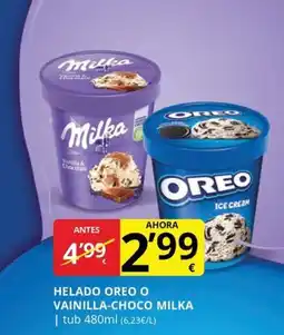 Supermercados MAS MILKA Helado oreo o vainilla-choco oferta