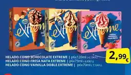 Supermercados MAS EXTREME Helado cono 3 chocolate oferta