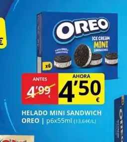 Supermercados MAS OREO Helado mini sandwich oferta