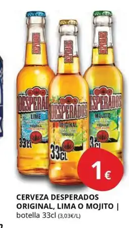 Supermercados MAS Cerveza desperados original, lima o mojito oferta