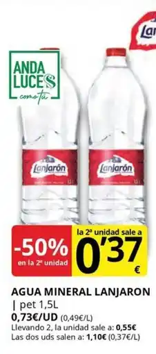 Supermercados MAS LANJARON Agua mineral oferta