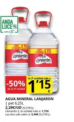 Supermercados MAS LANJARON Agua mineral oferta