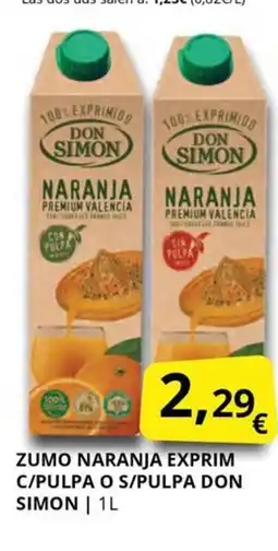 Supermercados MAS DON SIMON Zumo naranja exprim c/lipa o s/pulpa oferta