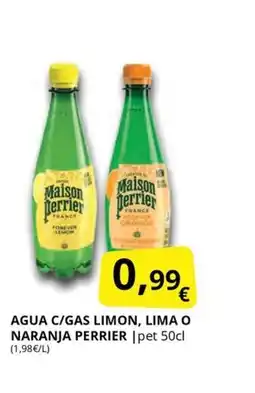 Supermercados MAS PERRIER Agua c/gas limon lima o naranja oferta