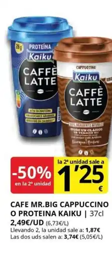 Supermercados MAS KAIKU Cafe mr big cappuccino o proteina oferta