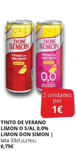 Supermercados MAS DON SIMON Tinto de verano limon o s/al 0,0% limon oferta