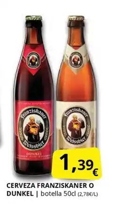 Supermercados MAS FRANZISKANER O DUNKEL Cerveza oferta