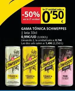 Supermercados MAS SCHWEPPES Gama tónica oferta