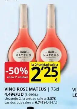 Supermercados MAS MATEUS Vino rose oferta