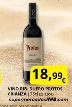 Supermercados MAS PROTOS CRIANZA Vino rib duero oferta
