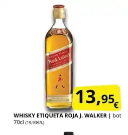 Supermercados MAS Whisky etiqueta roja j. walker oferta