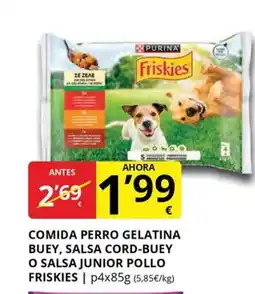 Supermercados MAS FRISKIES Comida perro gelatina buey salsa cord-buey o salsa junior pollo oferta