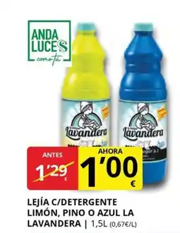 Supermercados MAS LA LAVANDERA Lejía c/detergente limón, pino o azul oferta