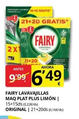 Supermercados MAS FAIRY Lavavajillas maq plat plus limón oferta