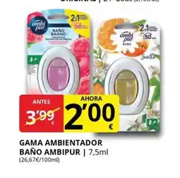 Supermercados MAS AMBIPUR Gama ambientador baño oferta