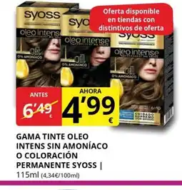 Supermercados MAS SYOSS Gama tinte oleo intens sin amoníaco o coloración permanente oferta