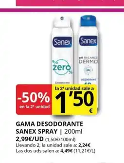 Supermercados MAS Gama desodorante sanex spray oferta