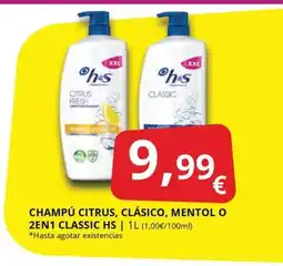 Supermercados MAS H&S Champú citrus, clásico, mentol o 2en1 classic oferta