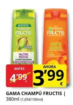 Supermercados MAS FRUCTIS Gama champú oferta