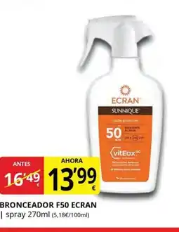 Supermercados MAS ECRAN Bronceador f50 oferta