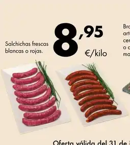 Supermercados Lupa Salchichas frescas blancas o rojas oferta