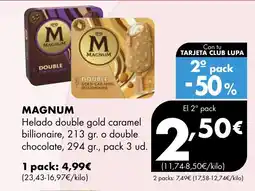 Supermercados Lupa MAGNUM Helado double gold caramel billionaire oferta