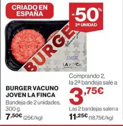 El Corte Inglés LA FINCA Burger vacuno joven oferta