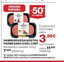El Corte Inglés Hamburguesa nostra parmesano o del chef oferta