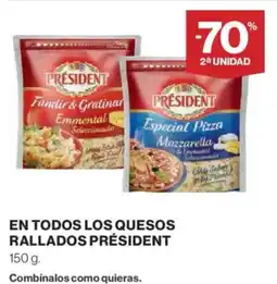 El Corte Inglés PRÉSIDENT En todos los quesos rallados oferta