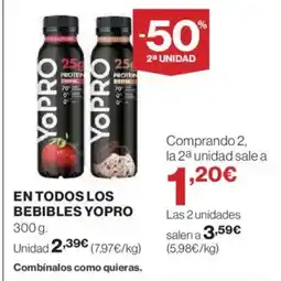 El Corte Inglés YOPRO En todos los bebibles oferta