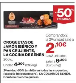 El Corte Inglés Croquetas de jamón ibérico y pan crujiente oferta