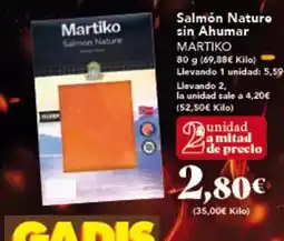 Gadis Martiko - salmon nature sin ahumar oferta