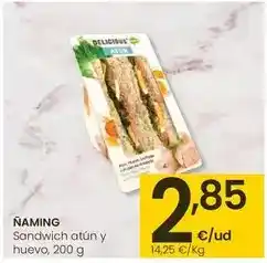 Eroski Delicious - naming sandwich atun y huevo oferta