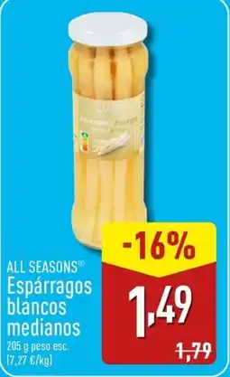 ALDI ALL SEASONS Espárragos blancos medianos oferta