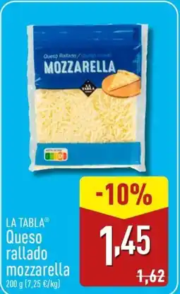 ALDI LA TABLA Queso rallado mozzarella oferta
