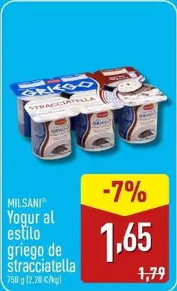 ALDI MILSANI Yogur al estilo griego de stracciatella oferta