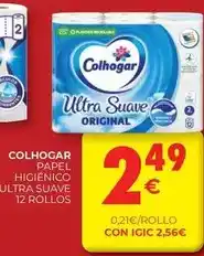 CashDiplo Colhogar - papel higiénico ultra suave 12 rollos oferta